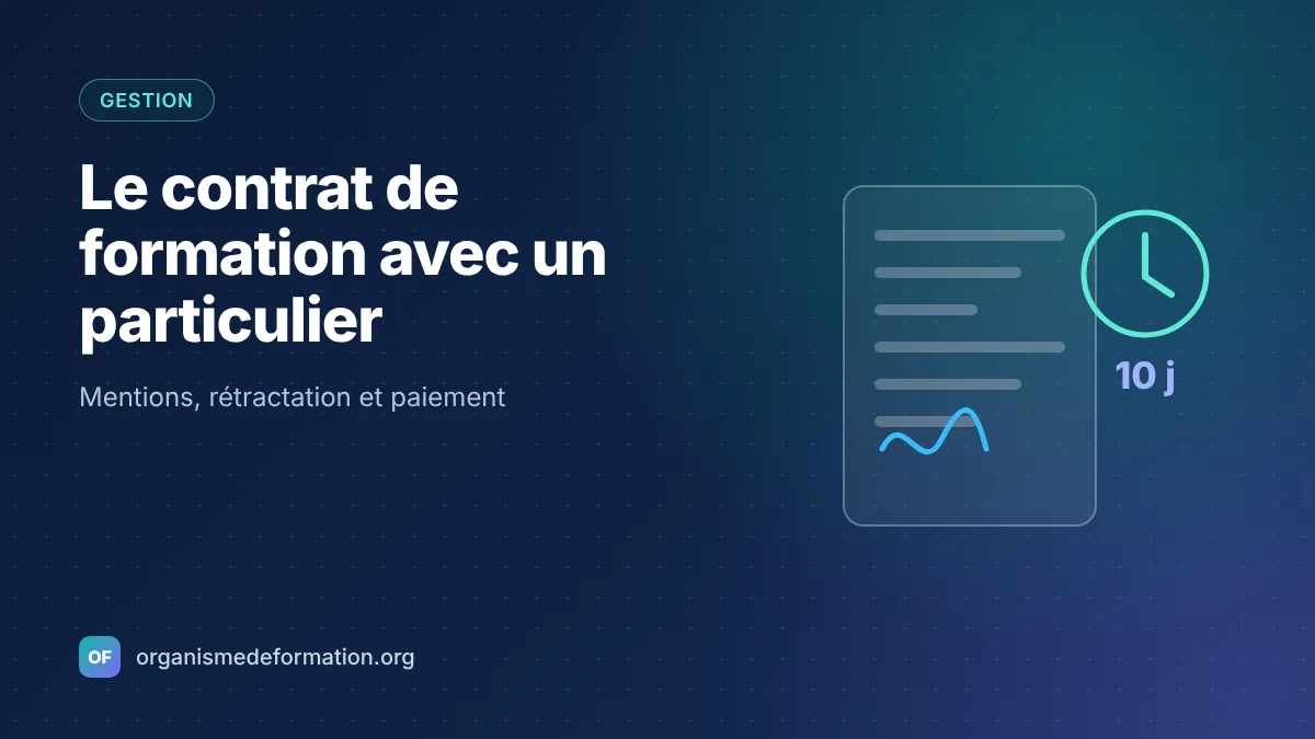 Contrat de formation avec un particulier : mentions, rétractation et paiement