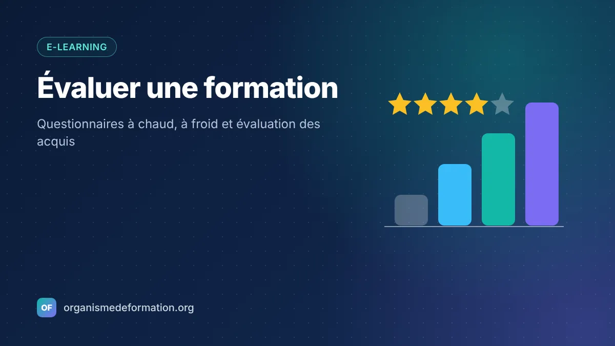 Graphique de résultats et notes de satisfaction illustrant l’évaluation d’une formation