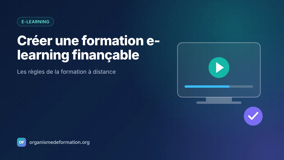 Illustration : écran de formation vidéo avec barre de progression et coche de validation
